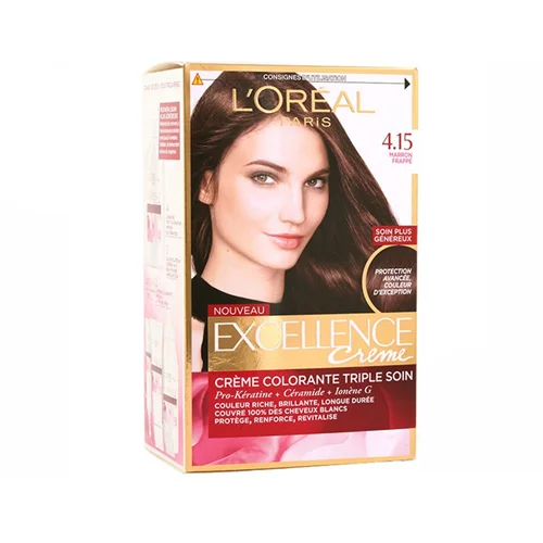 کیت رنگ مو لورآل مدل Excellence شماره 4.15