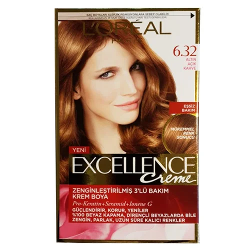کیت رنگ مو لورآل مدل Excellence شماره 6.32