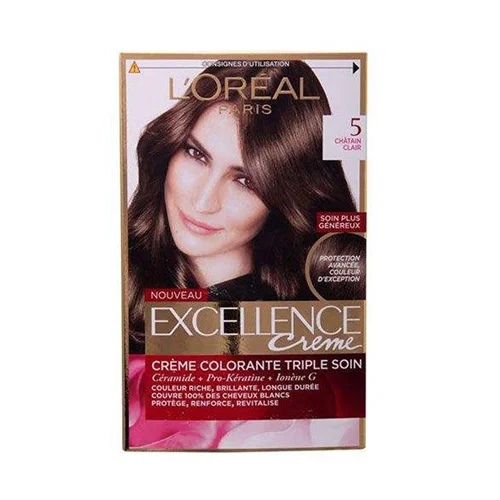 کیت رنگ مو لورآل مدل Excellence شماره 5 رنگ قهوه ای تیره